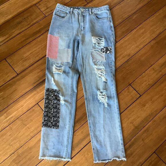 Shein Patchwork Boho Jeans 👖🌻🌺🌸 - Picture 1 of 7